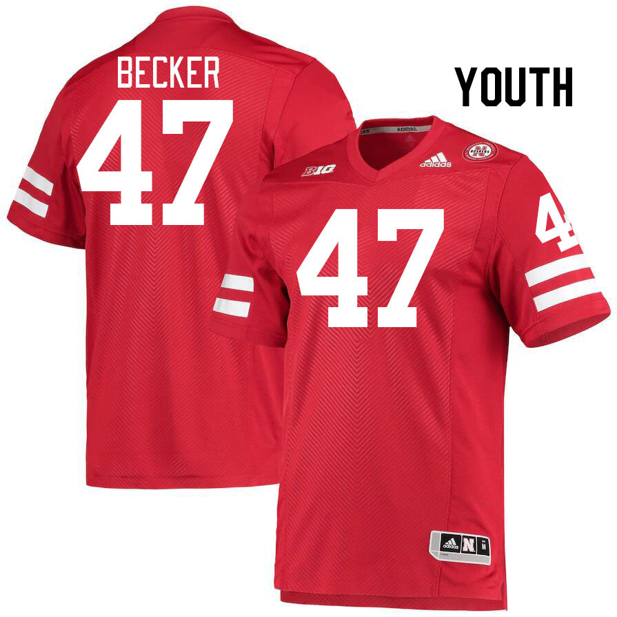 Youth #47 Caden Becker Nebraska Cornhuskers College Football Jerseys Stitched Sale-Red - Click Image to Close